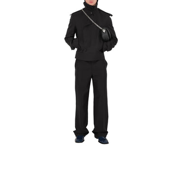 Wool Silk Tailored Trousers - Black