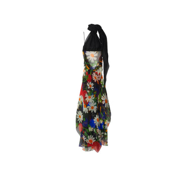 Daisy Garden Silk Blend Dress - Black IP Pattern