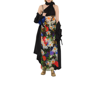 Daisy Garden Silk Blend Dress - Black IP Pattern