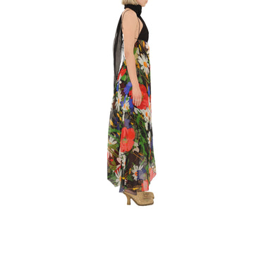 Daisy Garden Silk Blend Dress - Black IP Pattern