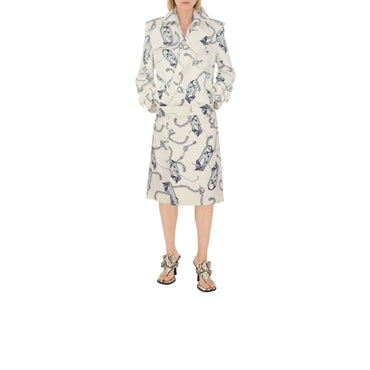 Long Knight Hardware Tricotine Trench Coat - Silver/White