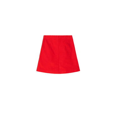 Corduroy Skirt - Warm Coral Red