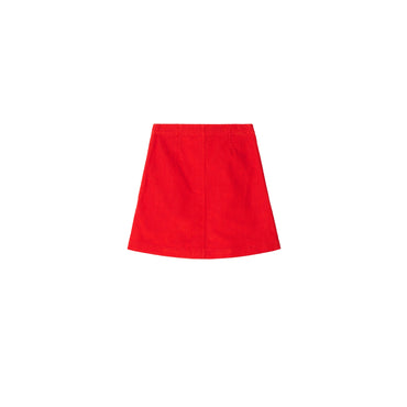 Corduroy Skirt - Warm Coral Red