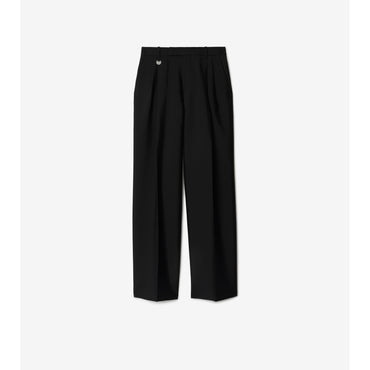 Wool Silk Tailored Trousers - Black