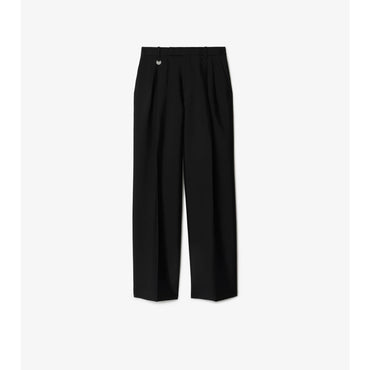 Wool Silk Tailored Trousers - Black
