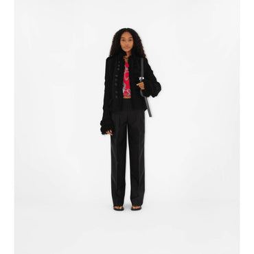 Wool Silk Tailored Trousers - Black