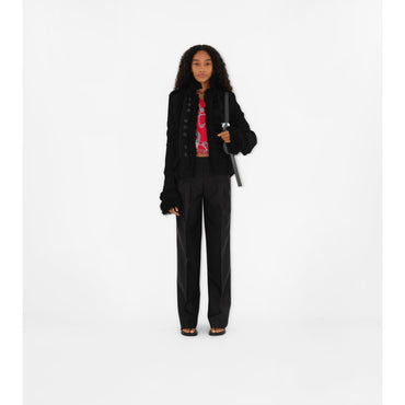 Wool Silk Tailored Trousers - Black