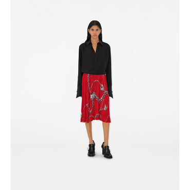 Shield Hardware Jersey Skirt - Silver/Red