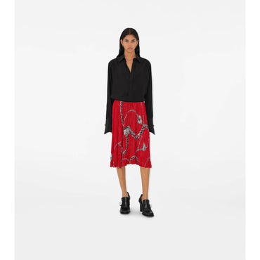 Shield Hardware Jersey Skirt - Silver/Red