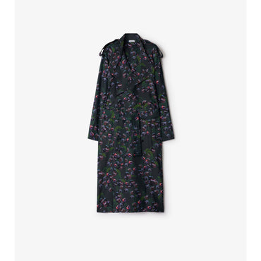 Long Cherry Trench Coat - Vine IP Pattern