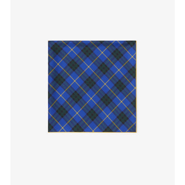 Check Silk Scarf - Bright Navy