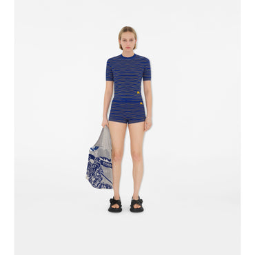 Striped Cotton Blend Top - Knight/Sunflower