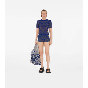 Striped Cotton Blend Shorts - Knight/Sunflower