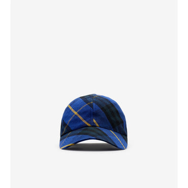Check Linen Baseball Cap - Bright Navy IP Check