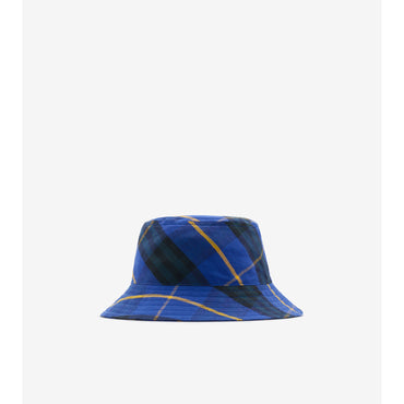Check Linen Bucket Hat - Bright Navy IP Check