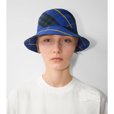 Check Linen Bucket Hat - Bright Navy IP Check