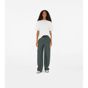 B Silk Trousers - Silver/Green