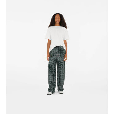 B Silk Trousers - Silver/Green