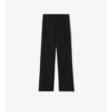 Cotton Blend Tailored Trousers - Black