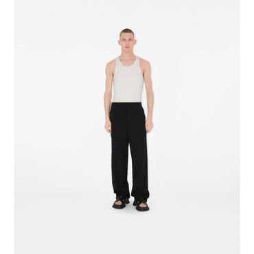 Cotton Blend Tailored Trousers - Black