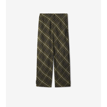 Check Linen Tailored Trousers - Olive IP Check