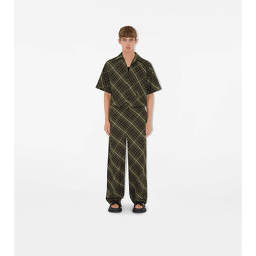 Check Linen Tailored Trousers - Olive IP Check