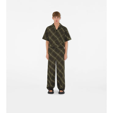 Check Linen Tailored Trousers - Olive IP Check