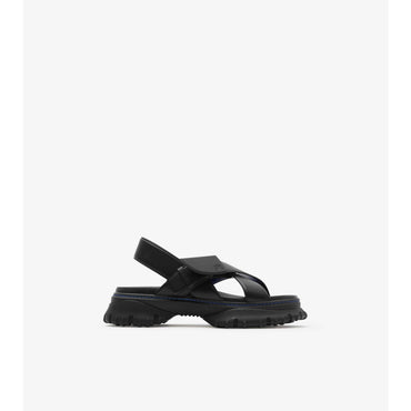 Leather Pebble Sandals - Black