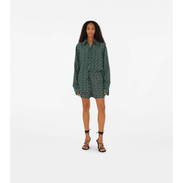 B Silk Shorts - Silver/Green