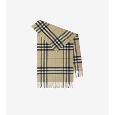 Wide Check Cashmere Scarf - Light Sage