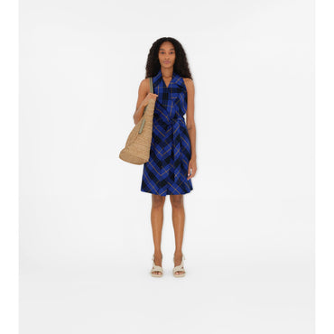 Check Linen Dress - Bright Navy IP Check
