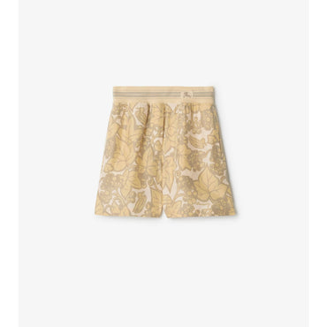 Ivy Silk Shorts - Flax IP Pattern