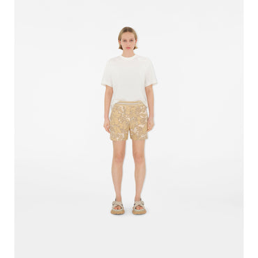 Ivy Silk Shorts - Flax IP Pattern