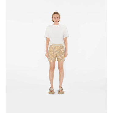 Ivy Silk Shorts - Flax IP Pattern