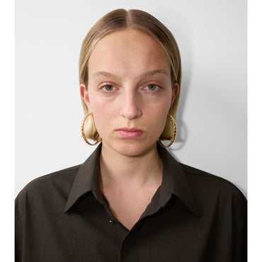 Shield Segment Hoop Earrings - Gold