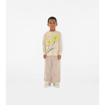 Cotton Blend Trousers - Pale Stone