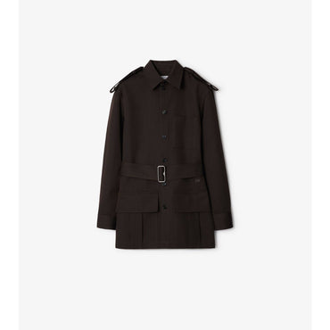 Wool Safari Shirt - Brown Black