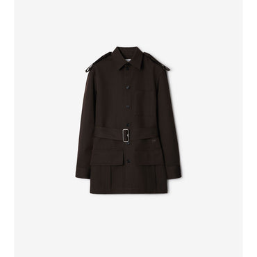 Wool Safari Shirt - Brown Black