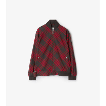 Check Wool Blend Bomber Jacket - Loch IP Check