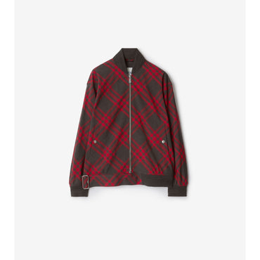 Check Wool Blend Bomber Jacket - Loch IP Check
