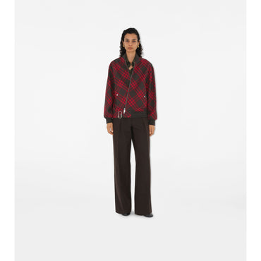 Check Wool Blend Bomber Jacket - Loch IP Check