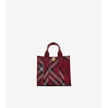 Mini Check Knitted Tote - Scarlet