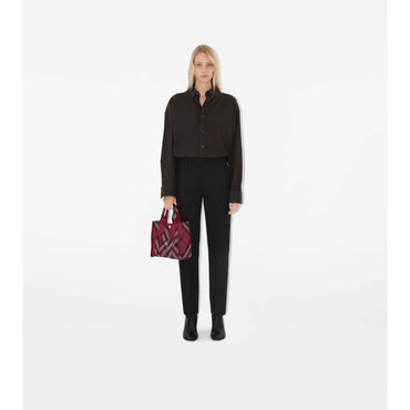Mini Check Knitted Tote - Scarlet