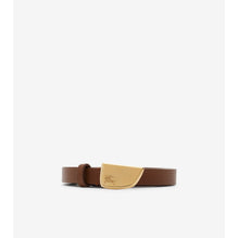 Thin Leather Shield Belt - Hazel/Gold