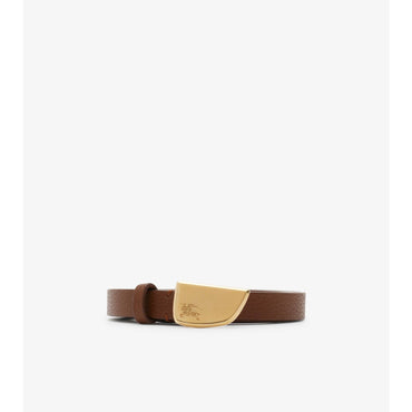 Thin Leather Shield Belt - Hazel/Gold