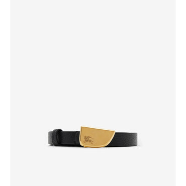 Thin Leather Shield Belt - Black/Gold