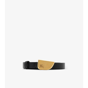 Thin Leather Shield Belt - Black/Gold