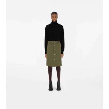 Cotton Blend Skirt - Khaki
