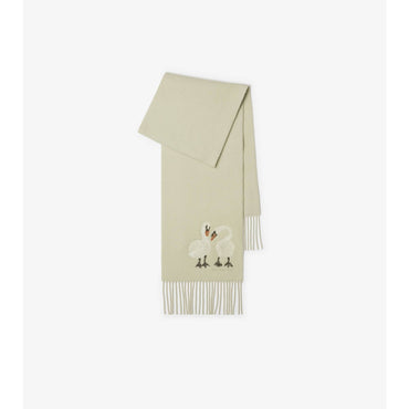 Swan Wool Cashmere Scarf - Plaster