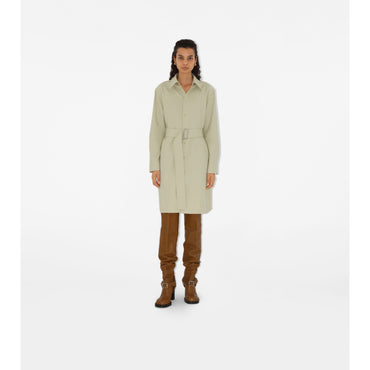Cotton Blend Shirt Dress - Plaster